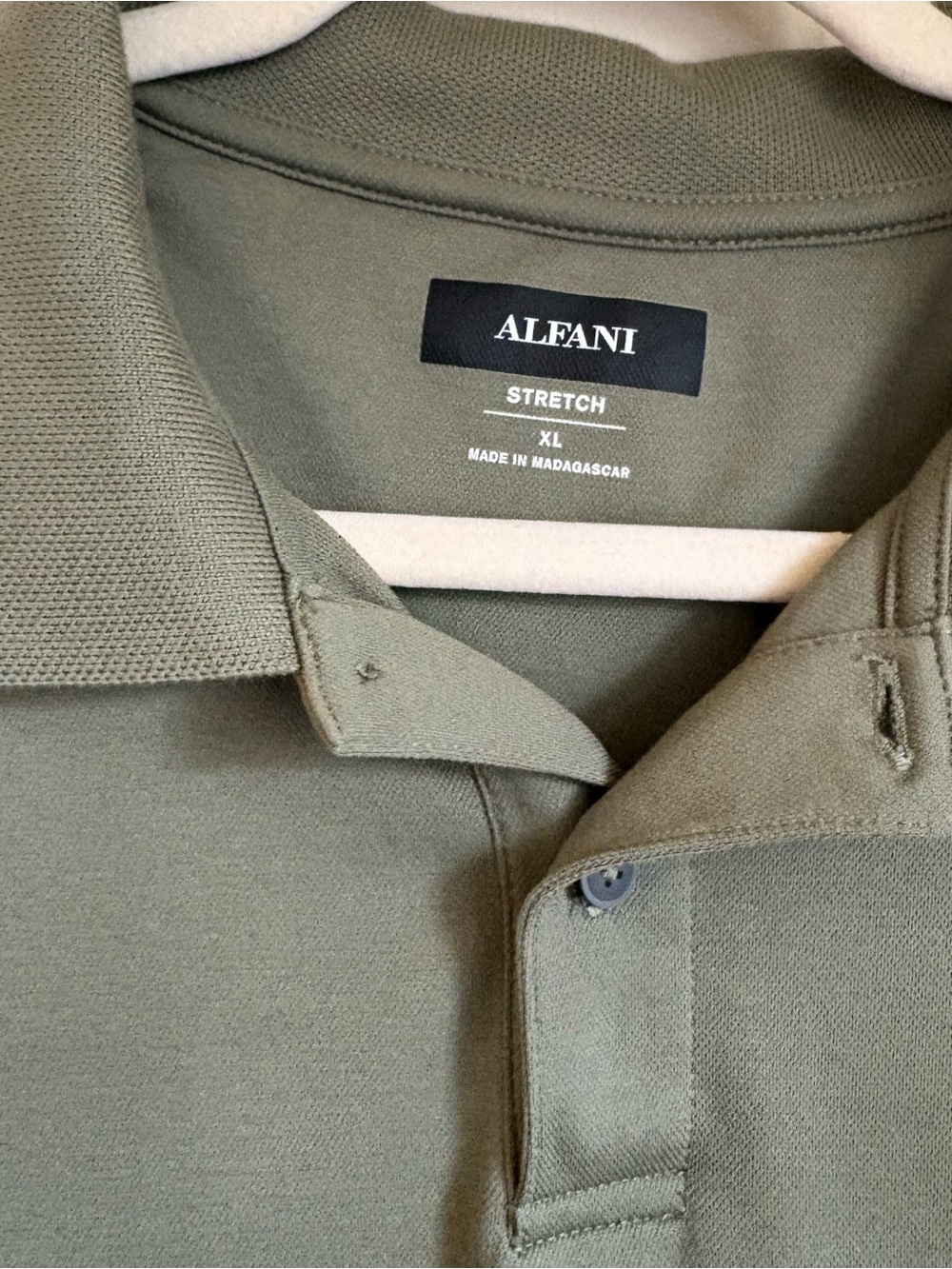 Alfani Supima Cotton Stretch Polo Shirt Olive Green XL Golf Business Casual - Picture 2 of 5